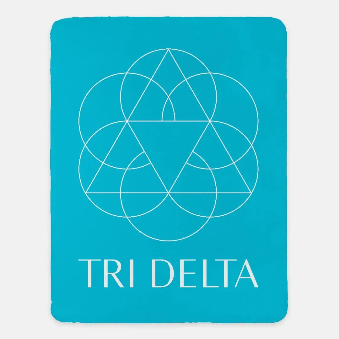 Tri Delta XL 60x80 Blanket - Bright Blue Large Logo Throw Blankets