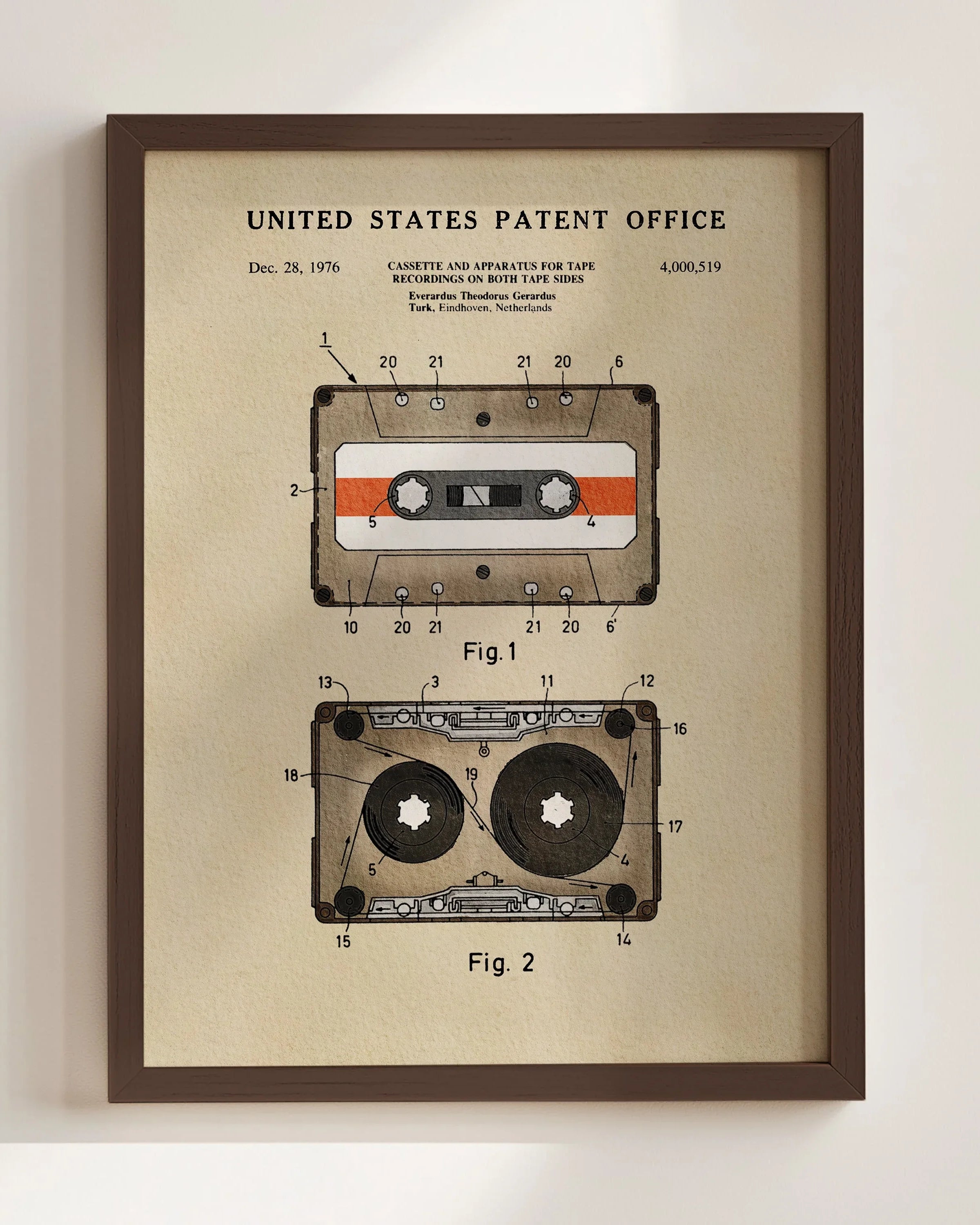 Cassette Tape Archival US Patent | Music Themed Dorm Decor | Wall Art