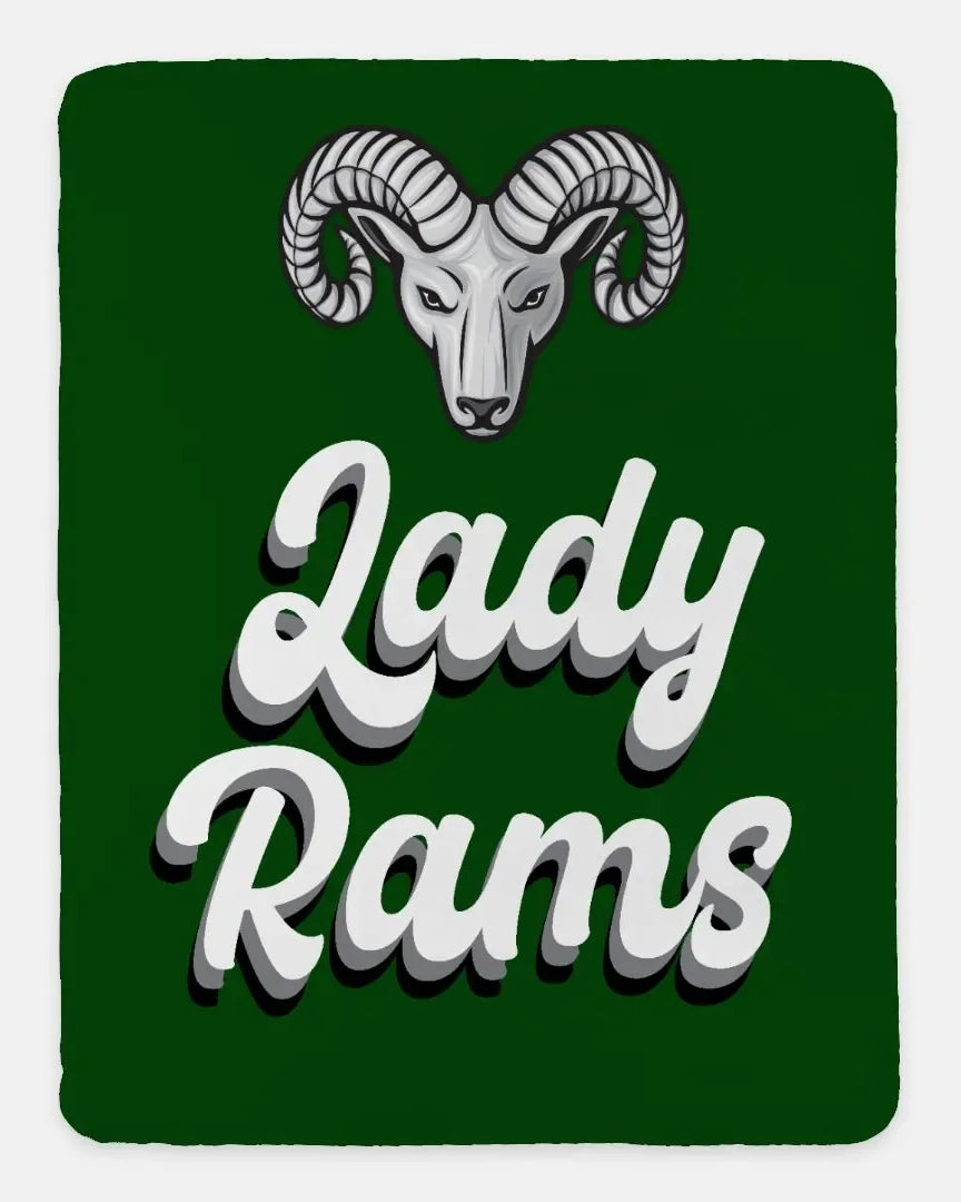 PHS Lady Rams XL 60x80 Sherpa Blanket - Retro Throw Blankets
