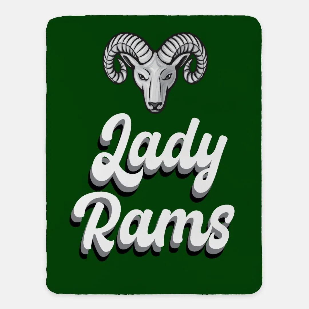 PHS Lady Rams XL 60x80 Sherpa Blanket - Retro Throw Blankets