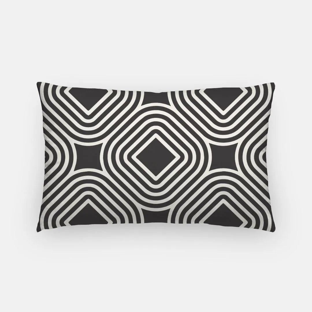 Black and White Geometric Lumbar Pillow Cover Throw Pillows