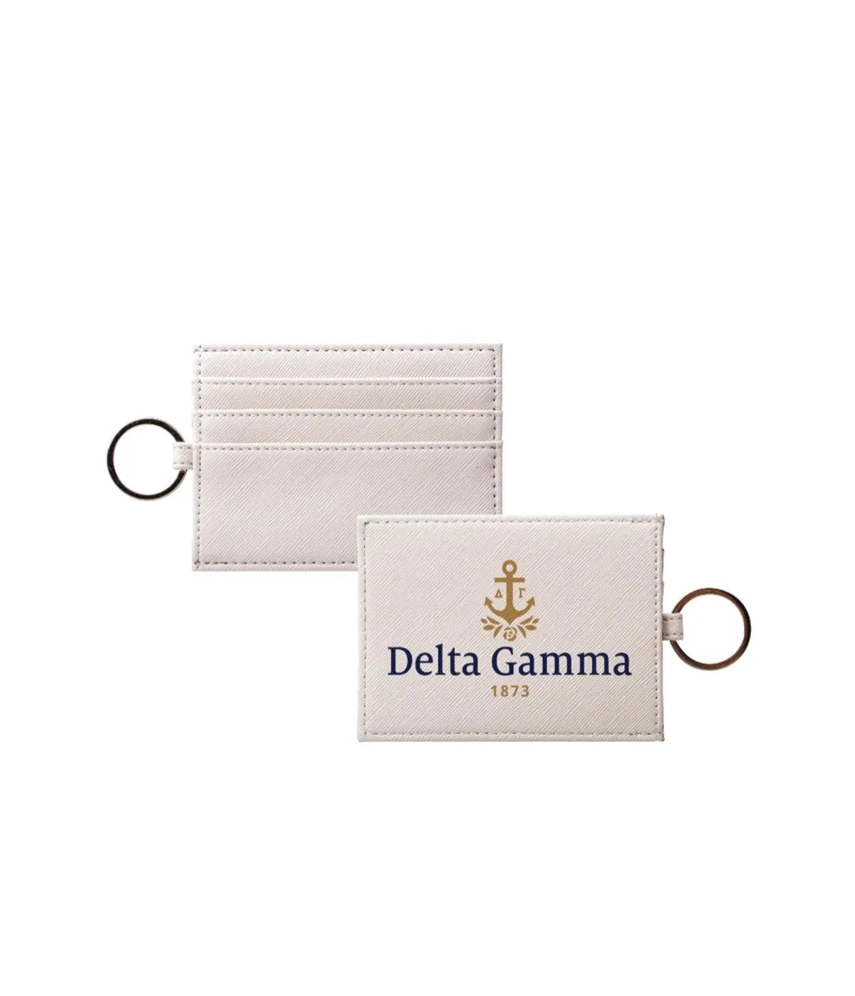 Delta Gamma Traditional Vegan Saffiano Leather Keychain Card Holder Travel Wallet