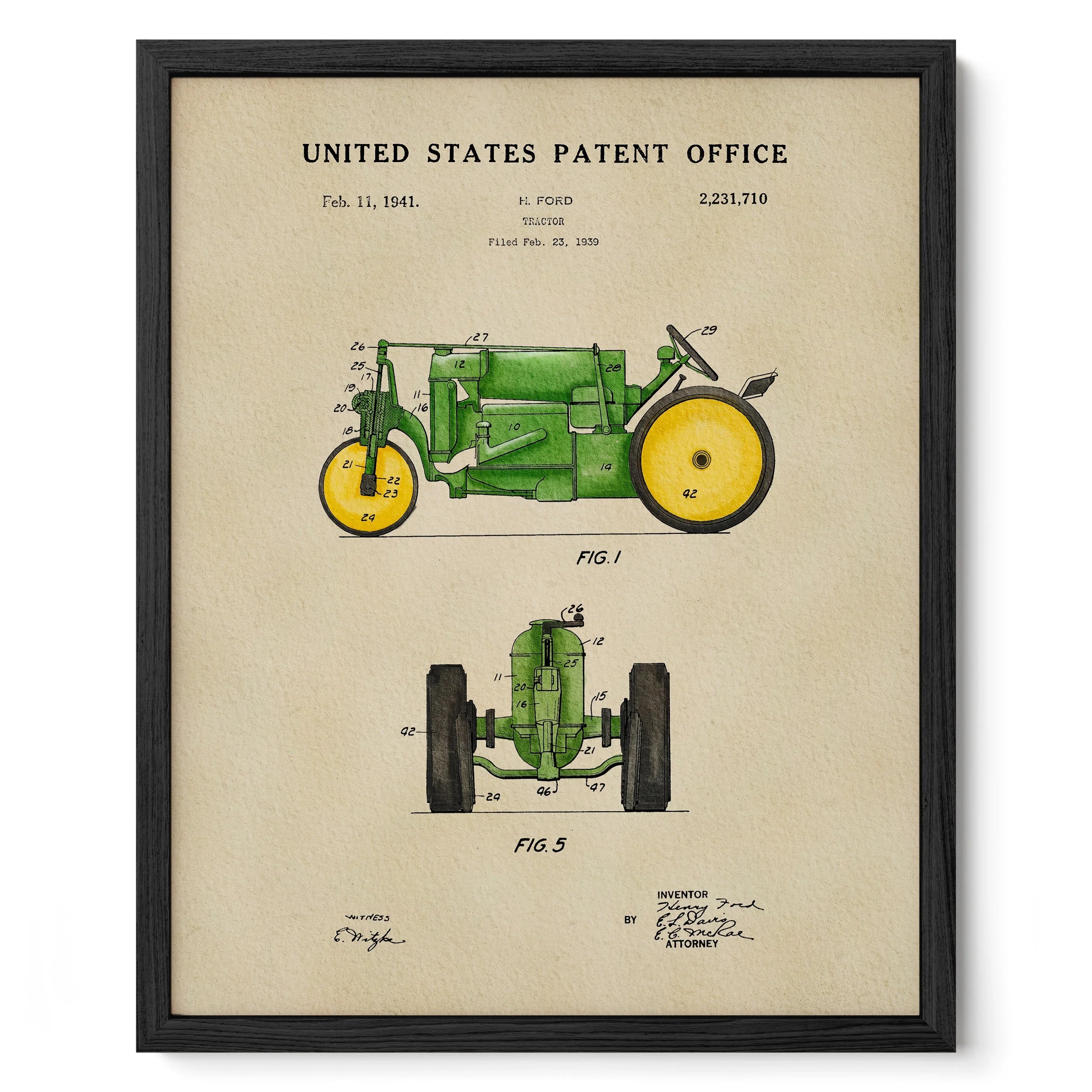 Vintage Tractor US Patent Art Print | Dorm Decor | Wall Art