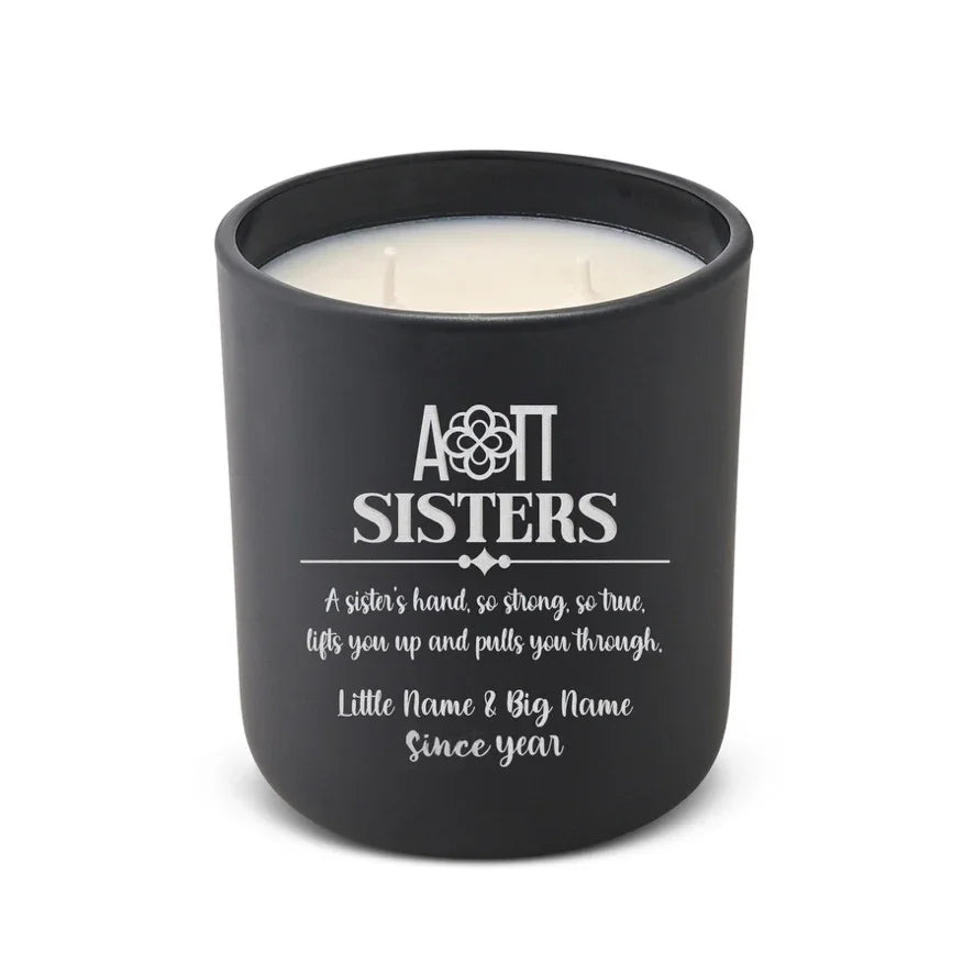 Personalized Alpha Omicron Pi Laser Etched Glow Candle 12 oz. Sisters