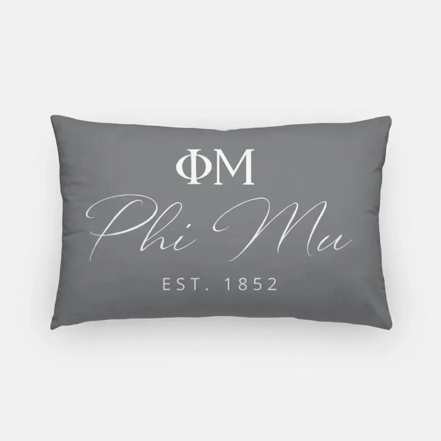 Phi Mu 1852 Lumbar Pillow Cover Light Gray Pillow Covers