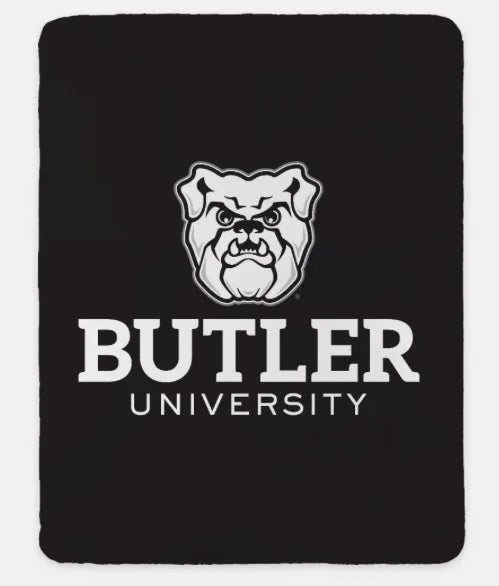 Butler University XL 60x80 Sherpa Blanket Black Throw Blankets
