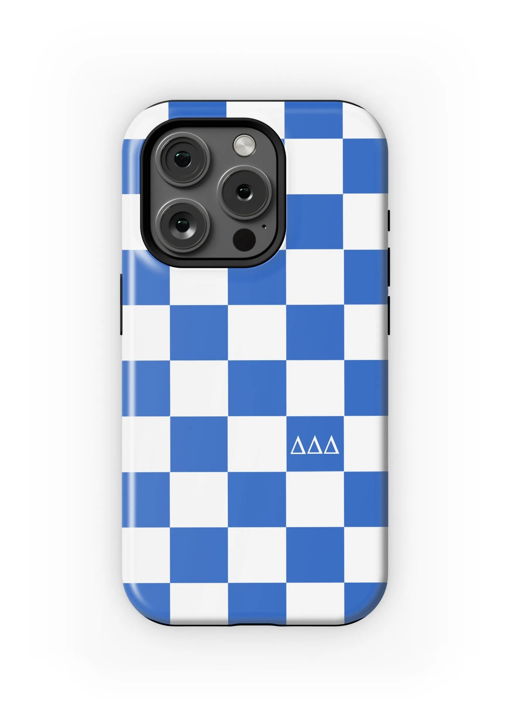Tri Delta iPhone 16, 15, 14 Mobile Phone Case - Blue Check Matte Mobile Phone Cases