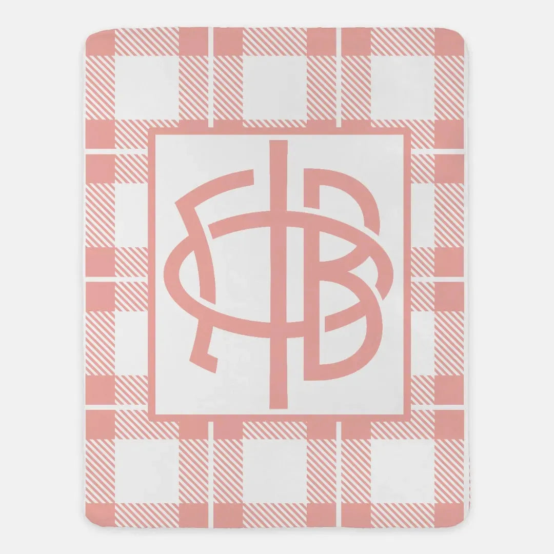 GPhiB XL 60x80 Plaid Sherpa Blanket Blush Throw Blankets