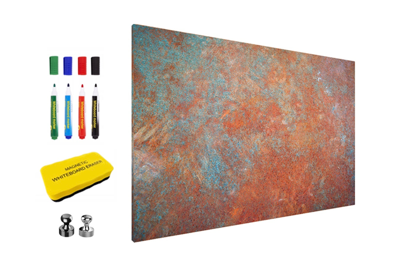 Orange and Teal Grunge XL 3-in-1 Magnetic Dry-Erase Board Dry-Erase Board