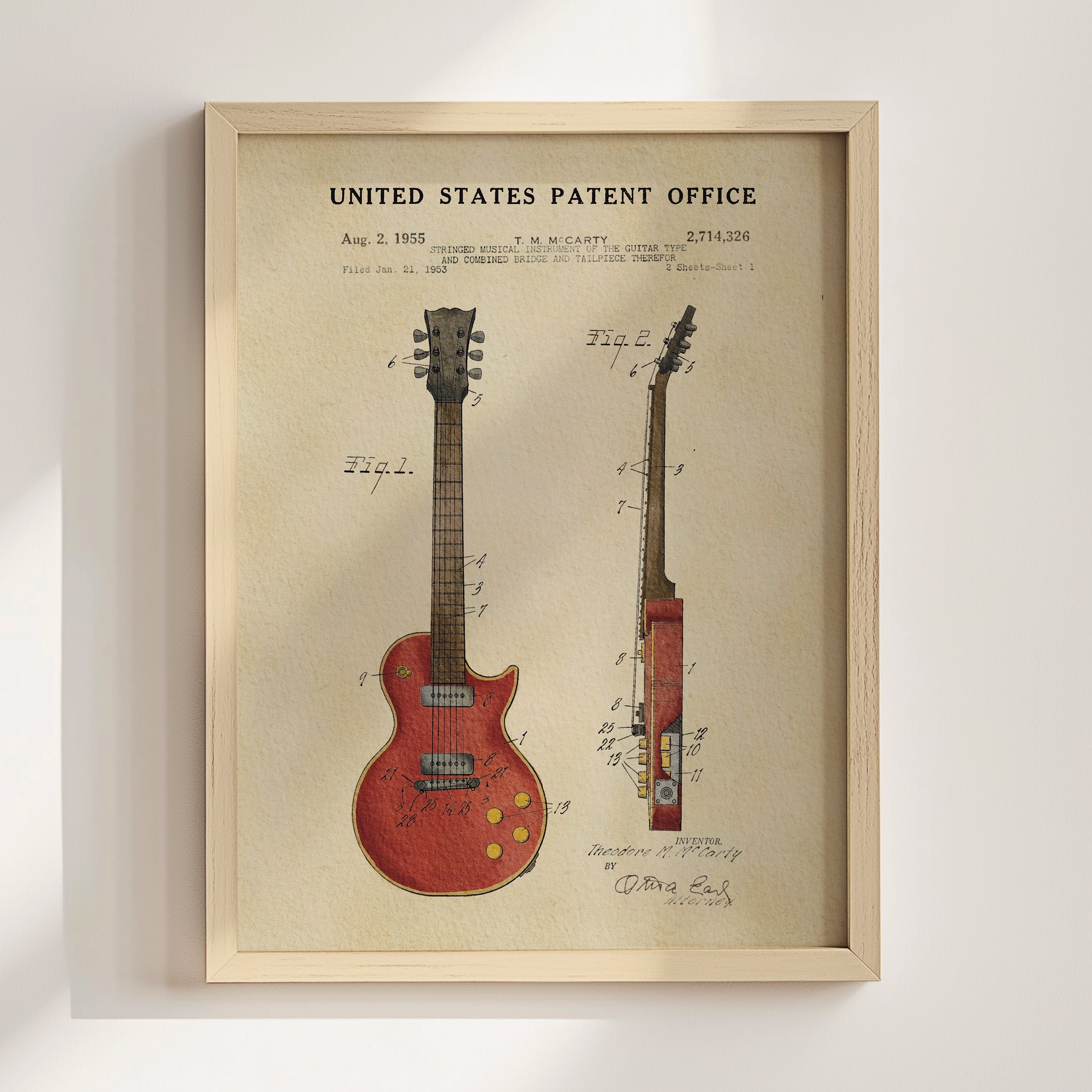 Gibson Les Paul Guitar US Patent Art Print