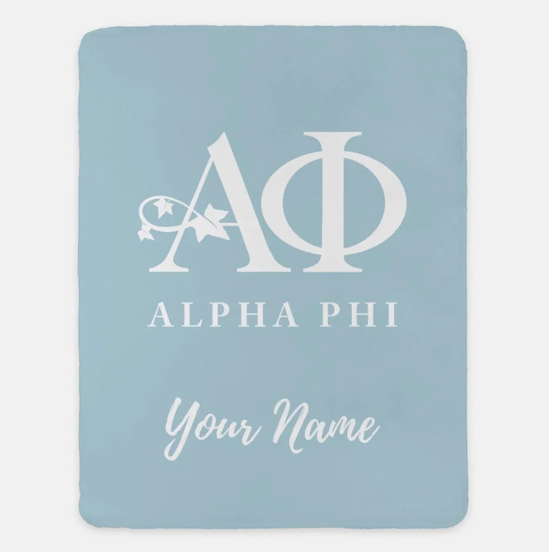 Personalized Alpha Phi XL 60x80 Sherpa Blanket Blue Throw Blankets