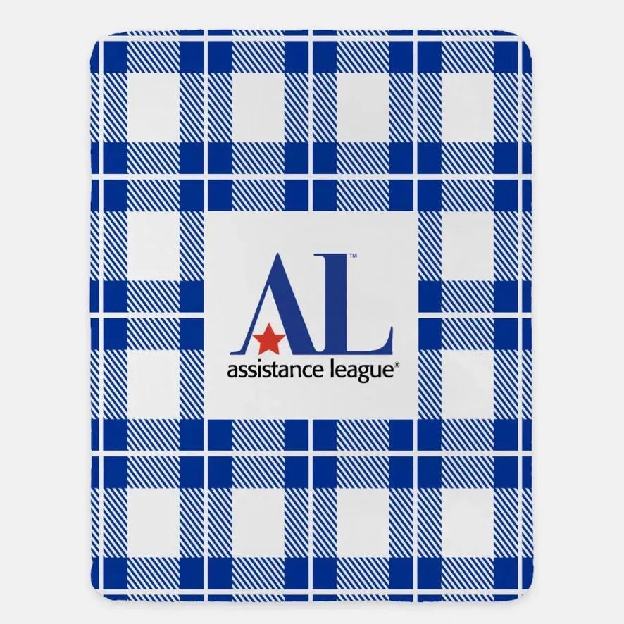 Assistance League XL 60x80 Plaid Sherpa Blanket Blue Throw Blankets