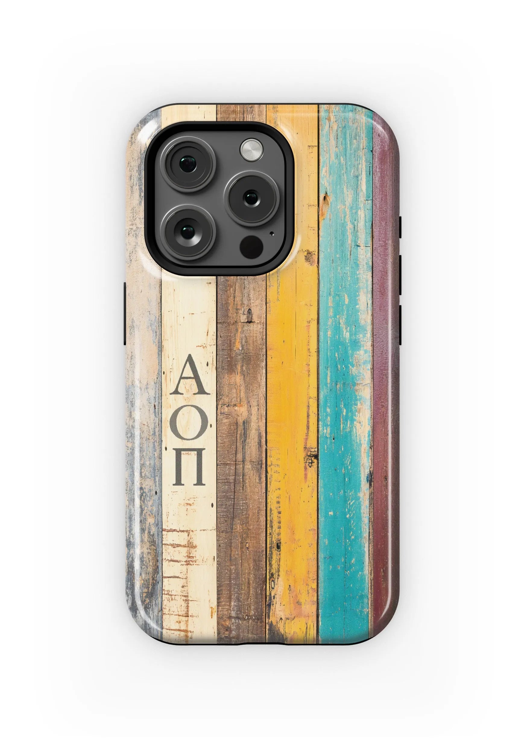 Alpha Omicron Pi iPhone 16, 15, 14 Mobile Phone Case - Wood Planks Gloss Mobile Phone Cases