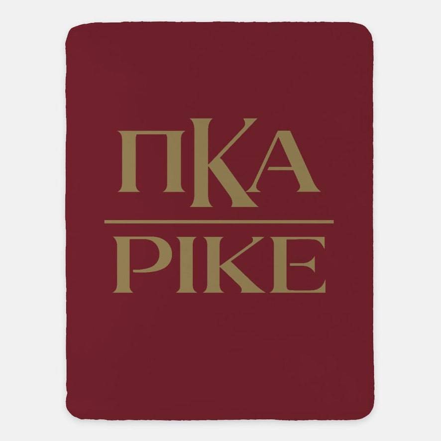 PIKE XL 60x80 Sherpa Throw Blanket - Greek Letters Garnet Throw Blankets