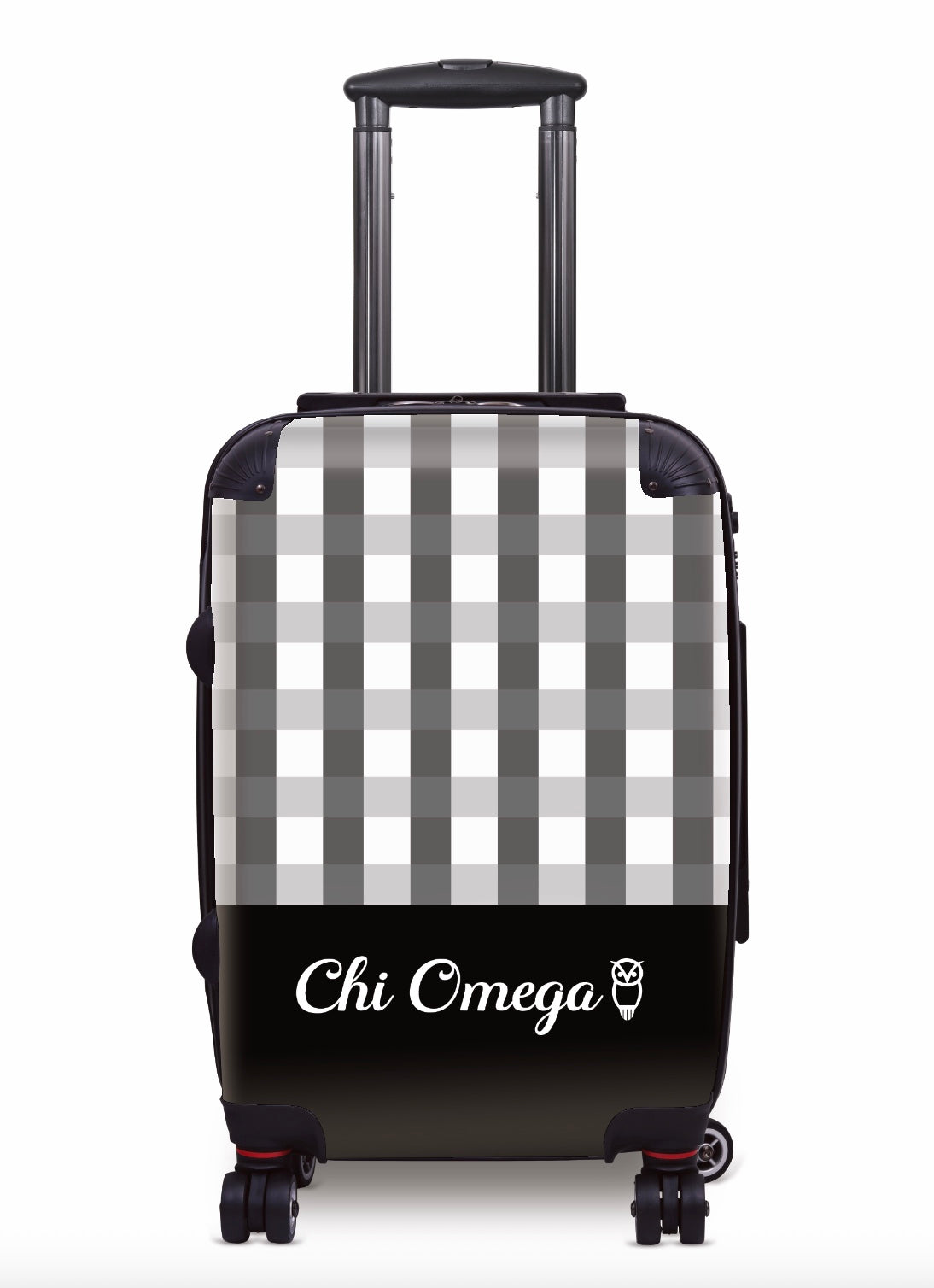 Chi Omega Carry-on Suitcase - Gingham Black Suitcases
