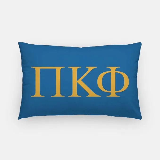 Pi Kappa Phi Lumbar Pillow Cover - Greek Letters Blue Gold Pillow Covers
