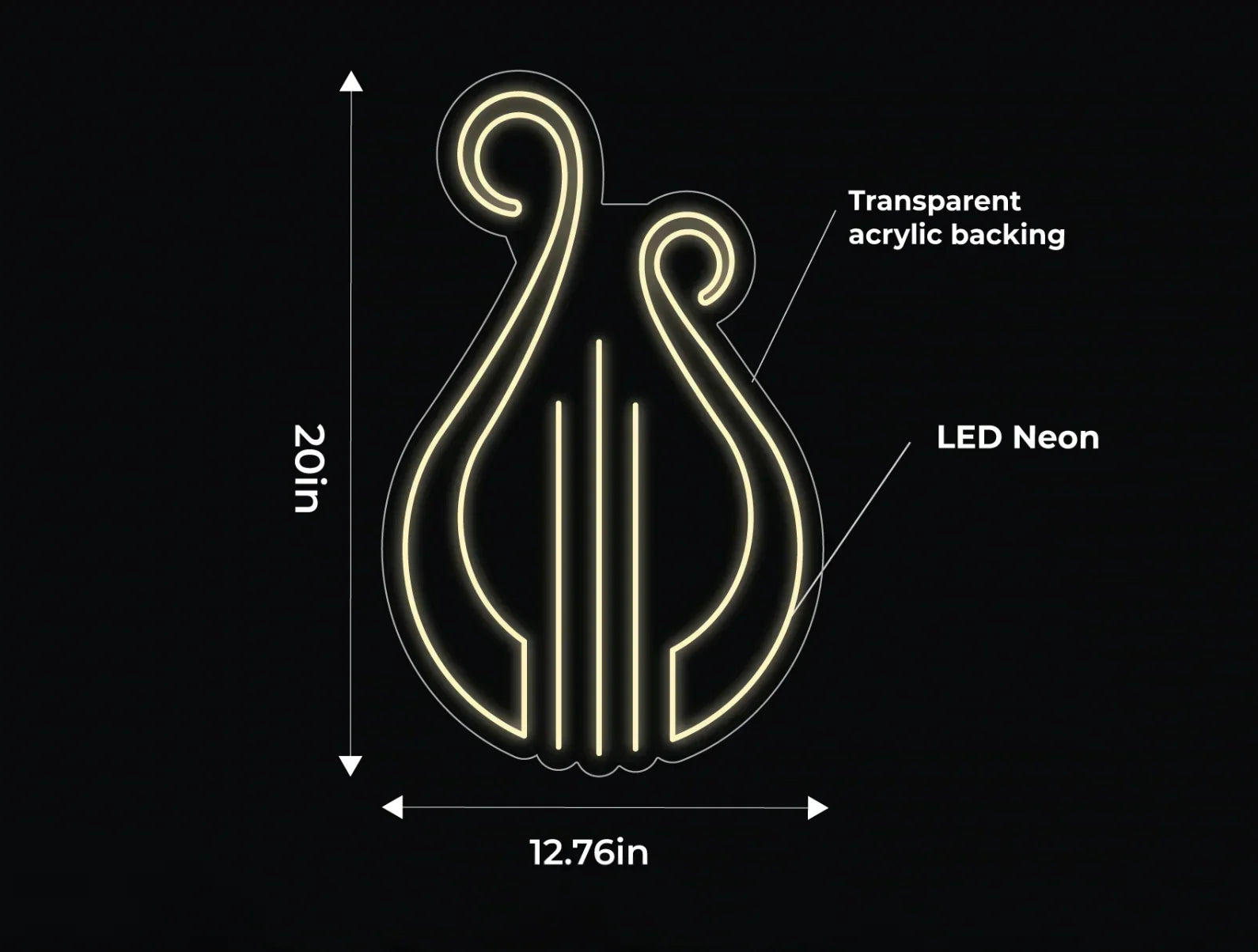 Alpha Chi Omega Lyre LED Neon Sign w/ Dimmer | AXO Dorm Wall Art