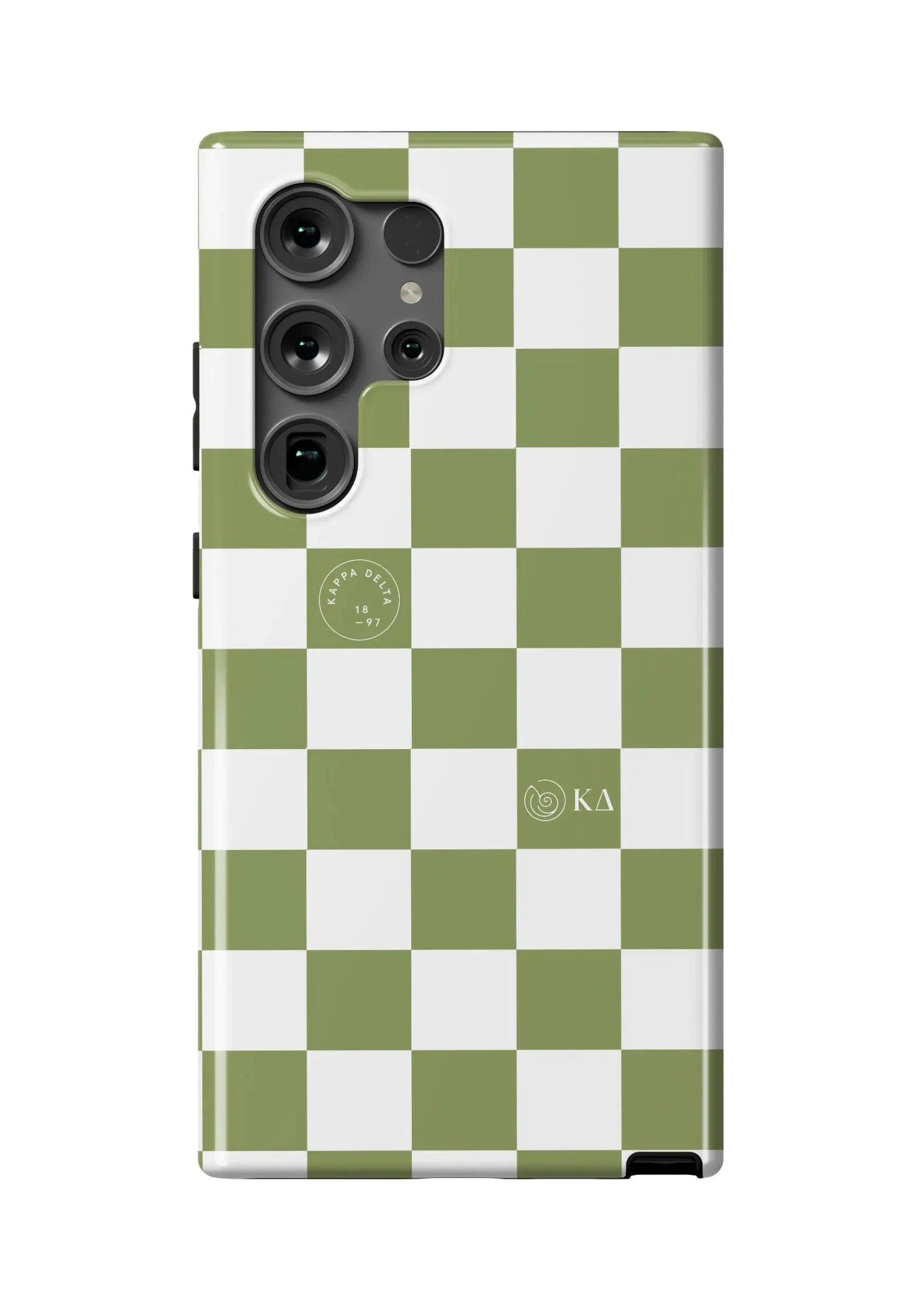 Kappa Delta Samsung Galaxy 24, 23 Mobile Phone Case - Olive Check Gloss Mobile Phone Cases