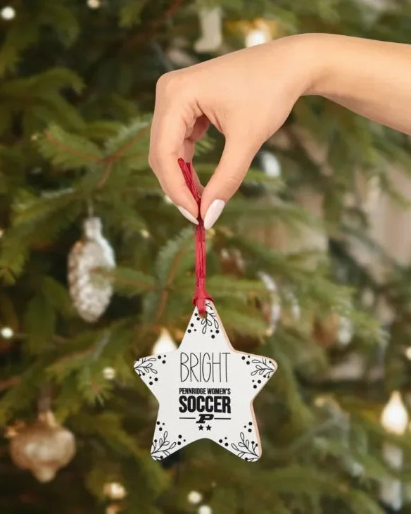 Pennridge Women's Soccer Magnetic Wood Christmas Star Ornament Holiday Ornaments