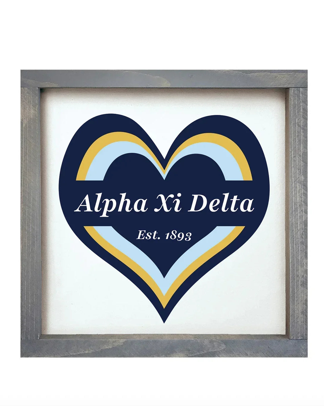 Alpha Xi Wood Framed Sign - Heart 12"x12" | AXiD Gifts & Decor