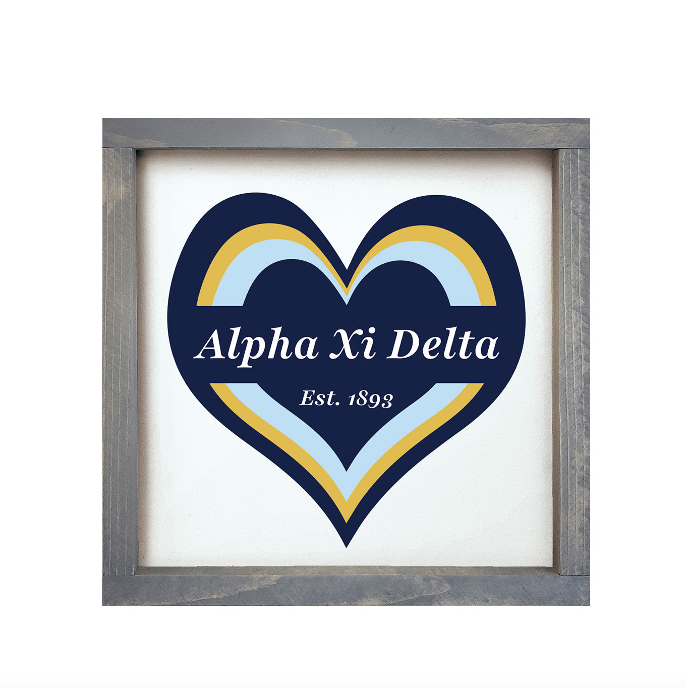 Alpha Xi Wood Framed Sign - Heart 12"x12" | AXiD Gifts & Decor