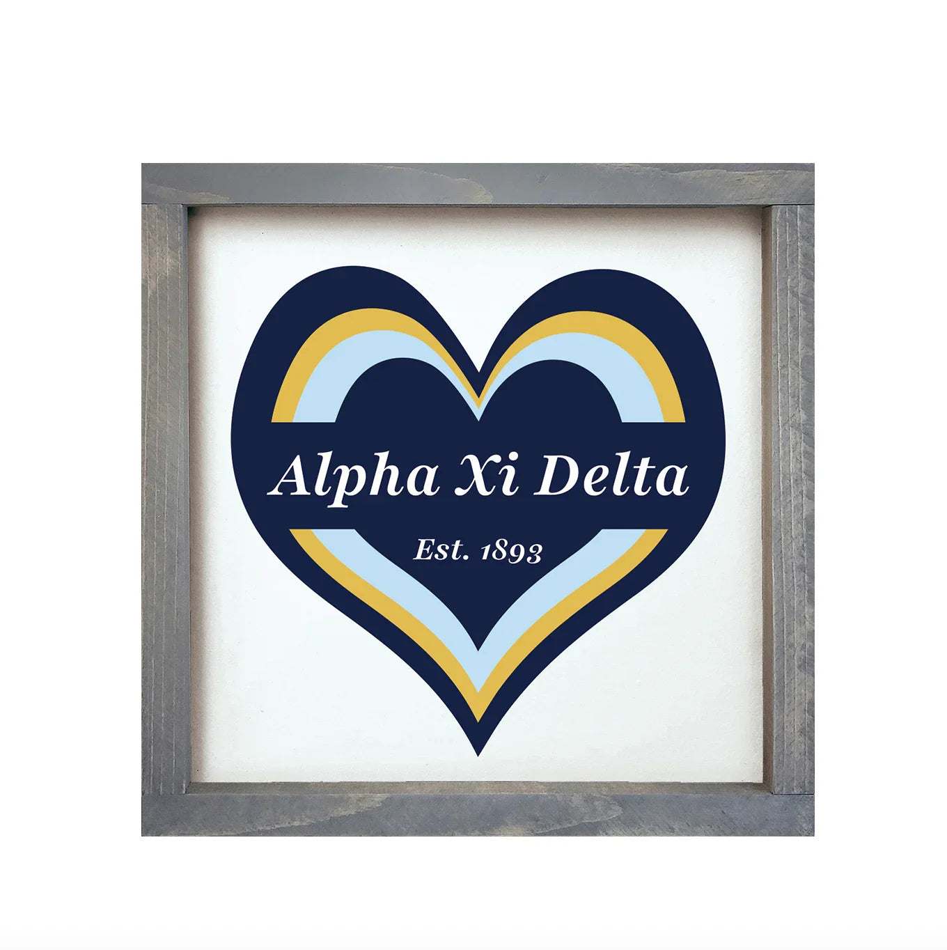 Alpha Xi Wood Framed Sign - Heart 12"x12" | AXiD Gifts & Decor