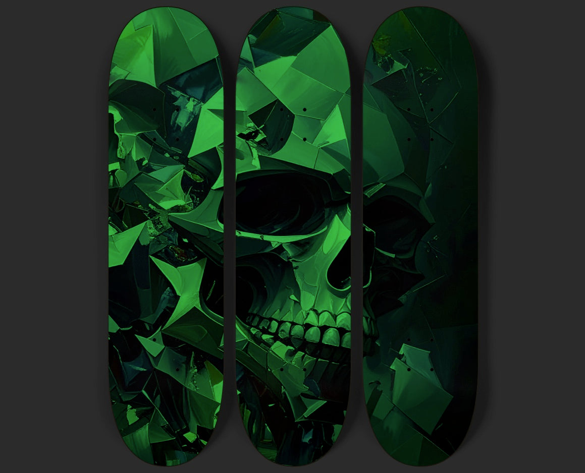 Skull Rider 3-Panel Skateboard Series Triptych Skateboard Deck