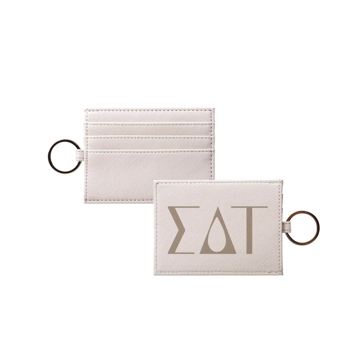 Sigma Delta Tau Vegan Saffiano Leather Keychain Card Holder - Greek Letters Cafe Travel Wallet