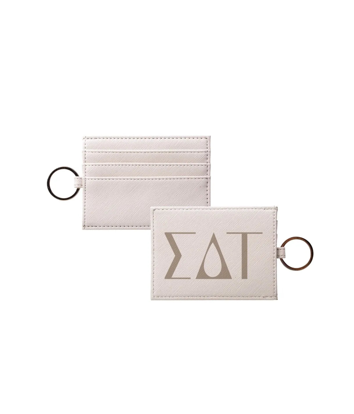 Sigma Delta Tau Vegan Saffiano Leather Keychain Card Holder - Greek Letters Cafe Travel Wallet