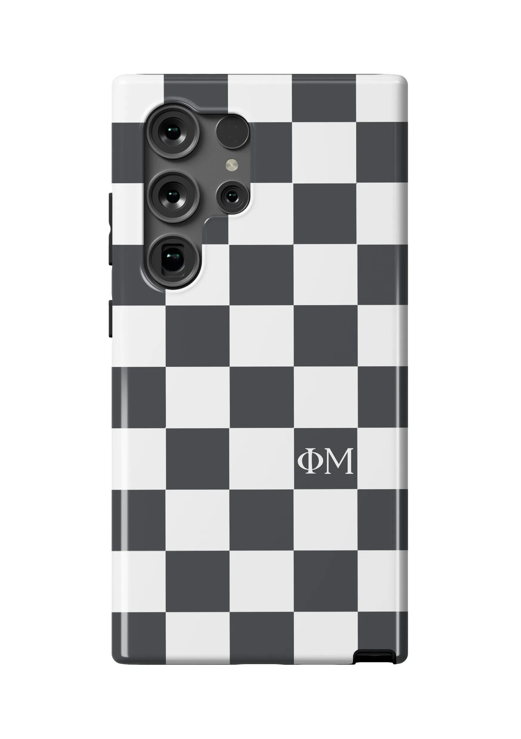 Phi Mu Samsung Galaxy 24, 23 Mobile Phone Case - Charcoal Check Gloss Mobile Phone Cases