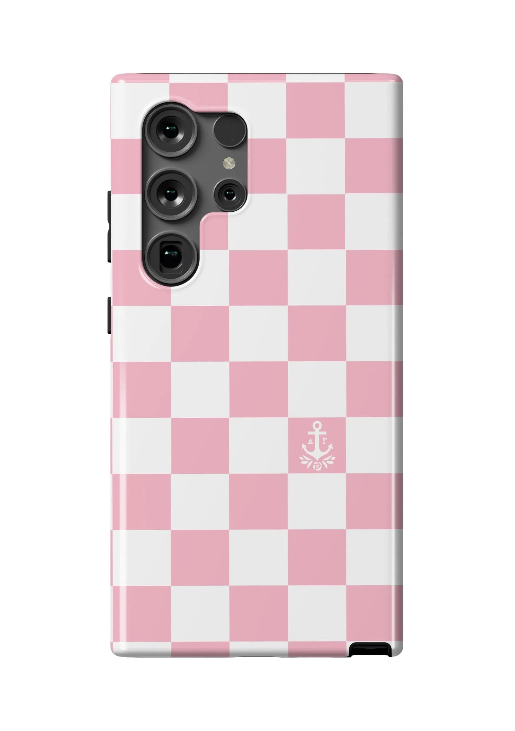 Delta Gamma Samsung Galaxy 24, 23 Mobile Phone Case - Pink Check Gloss Mobile Phone Cases