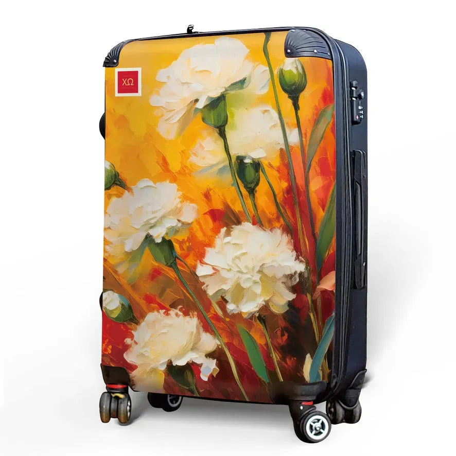 Chi Omega Carry-on Suitcase - Bold White Carnations Suitcases