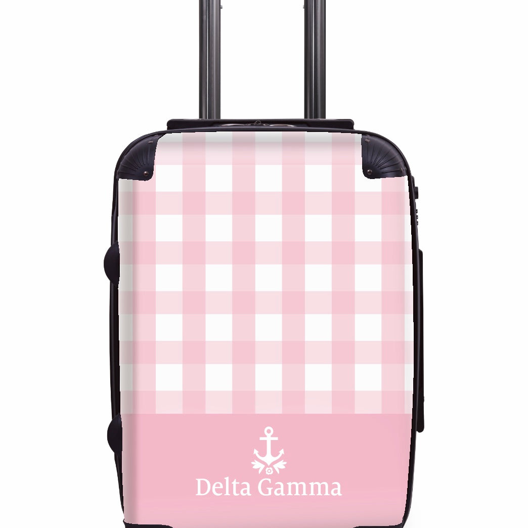 Delta Gamma Carry-on Suitcase - Gingham Pink Suitcases
