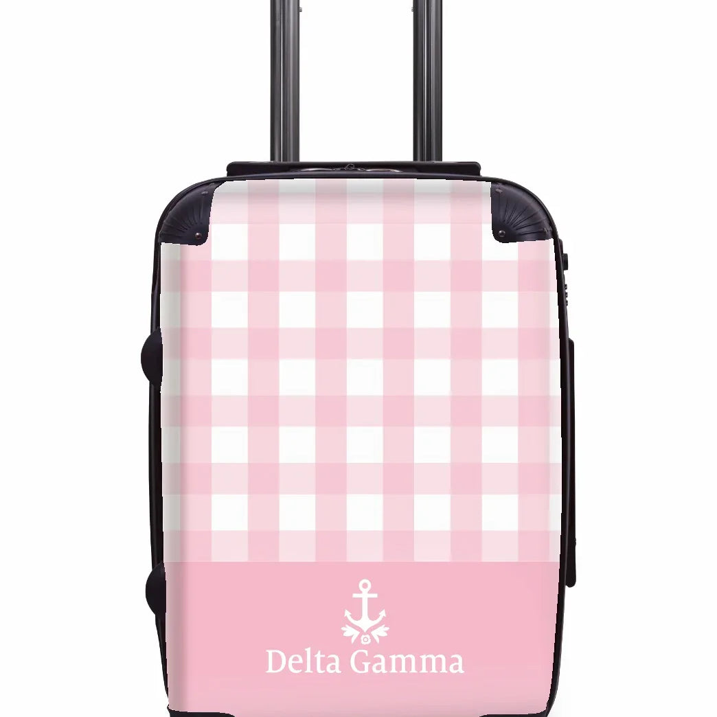 Delta Gamma Carry-on Suitcase - Gingham Pink Suitcases