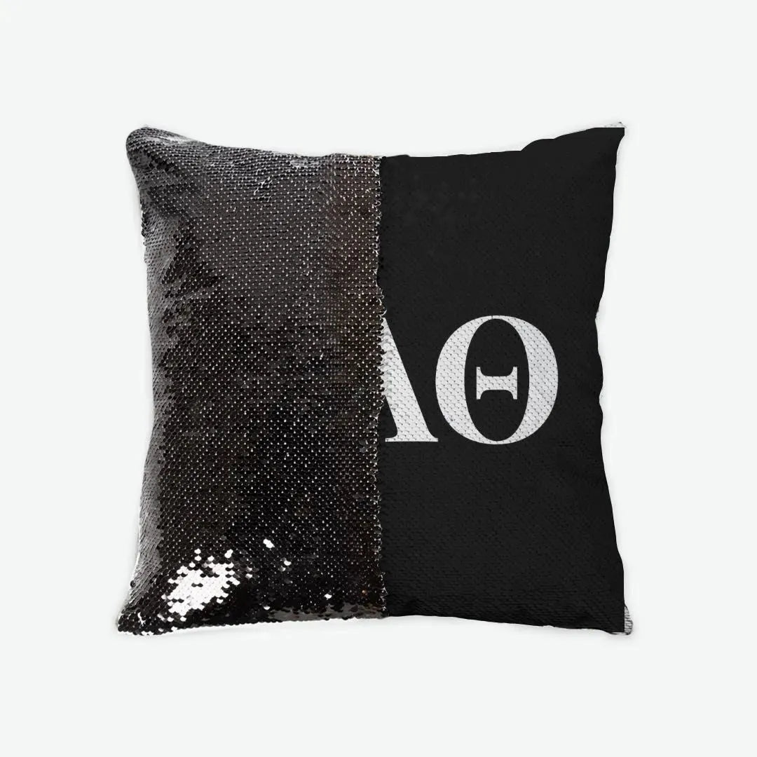 Kappa Alpha Theta Sequin Pillow Cover - Black Black Pillow Covers