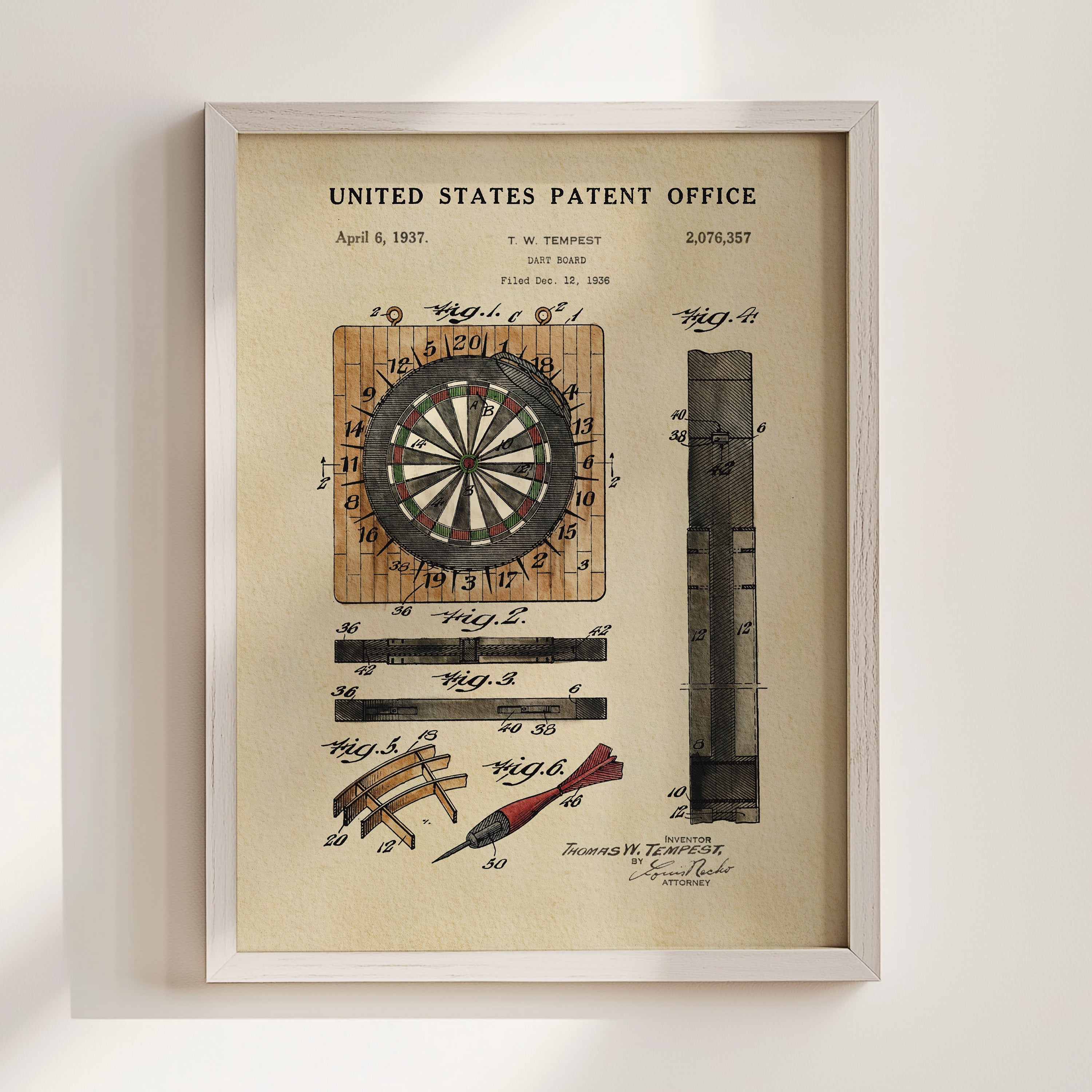 Dartboard US Patent Print | Dorm Decor for Guys Room | Wall Art