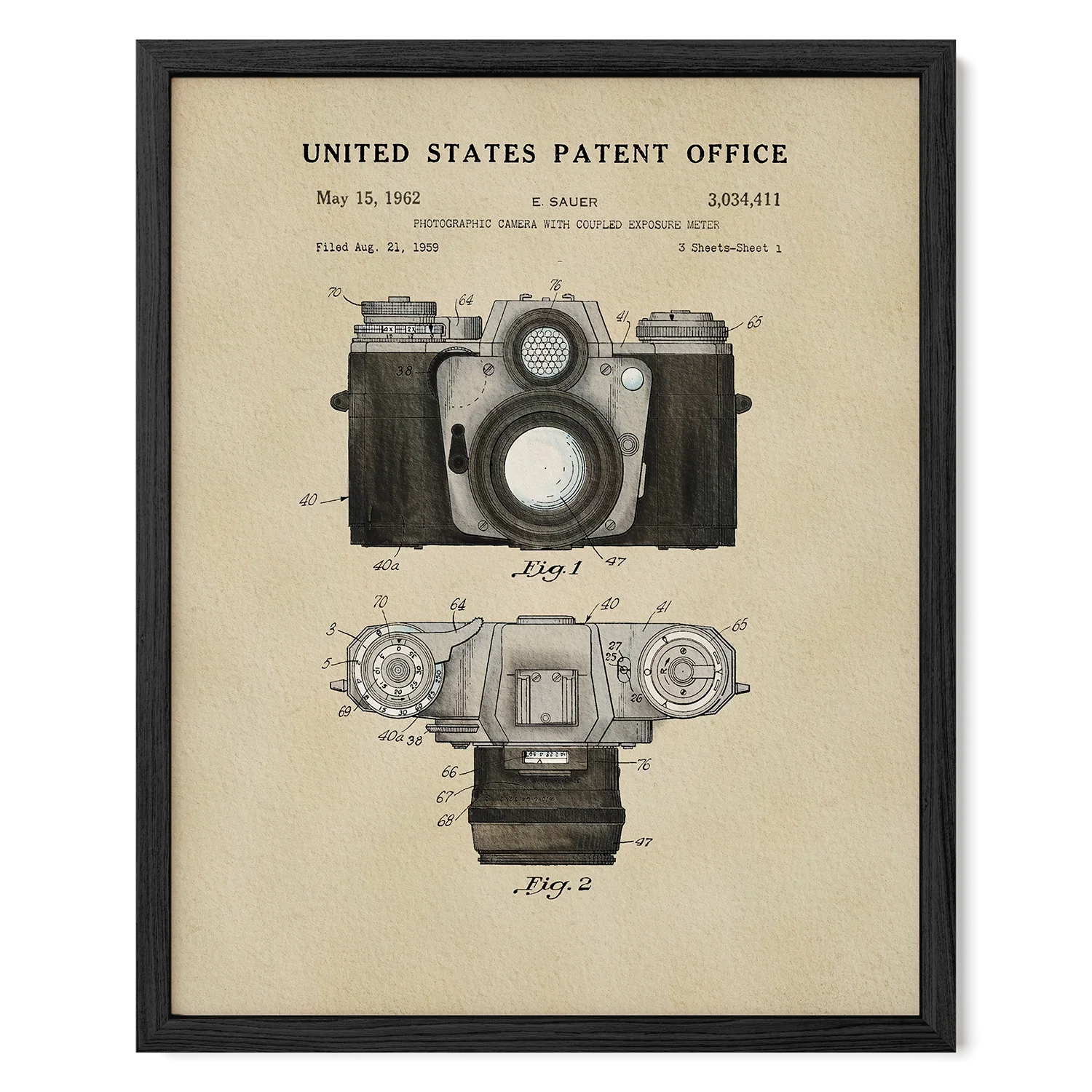 Modern Camera US Patent Wall Print | Dorm Decor | Wall Art