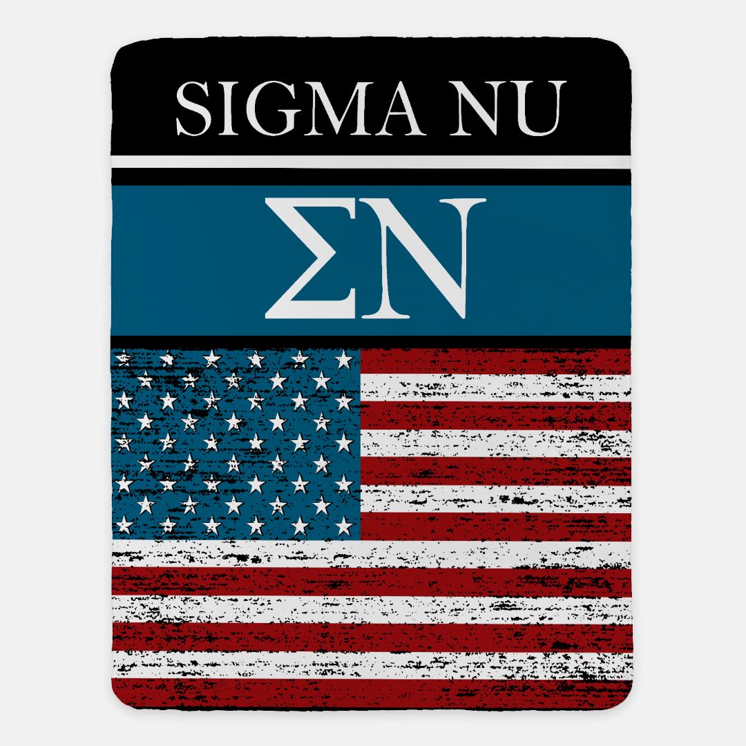 Sigma Nu Sherpa Blanket XL 60x80 - American Flag Default Title Throw Blankets