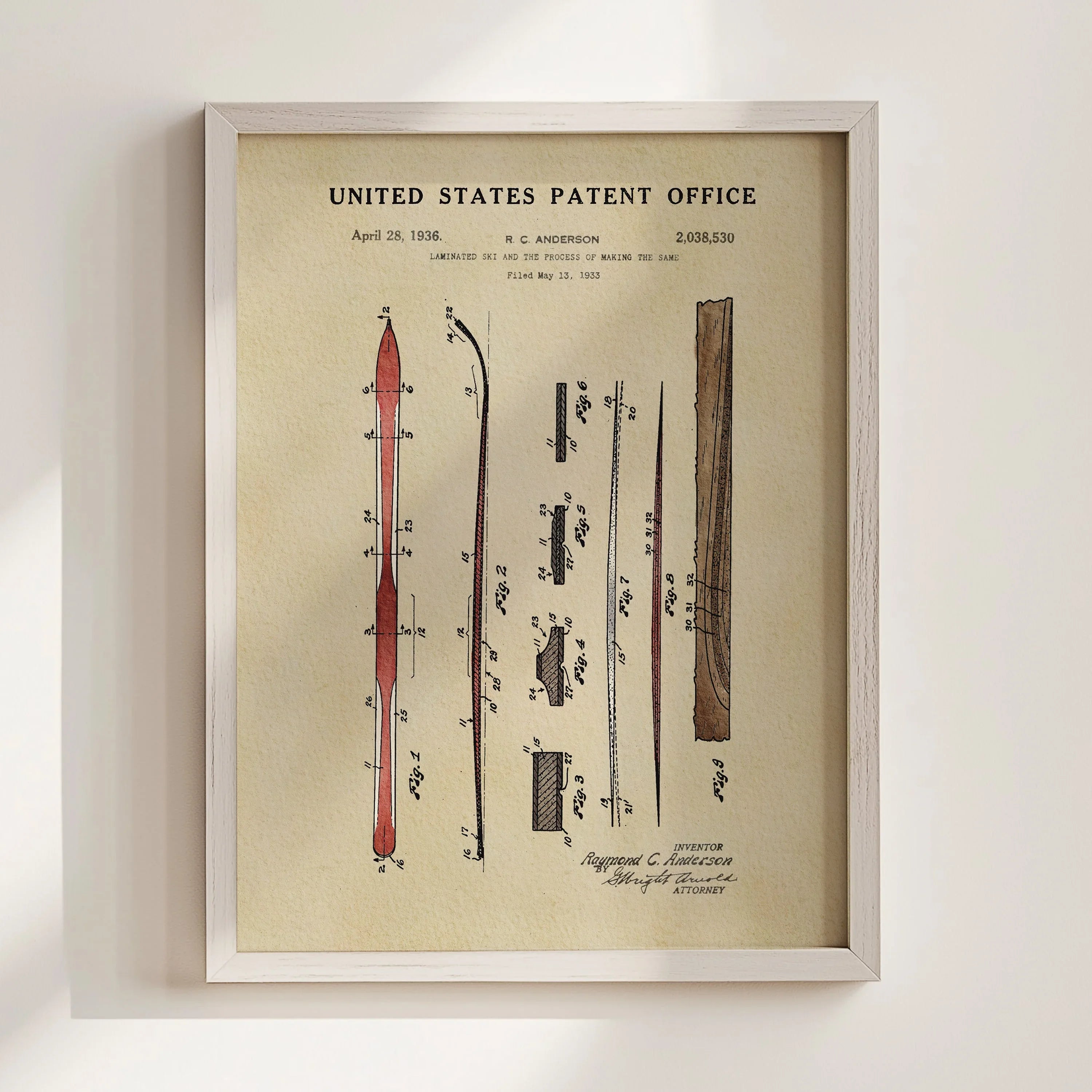 Ski US Patent Wall Print | Sports Themed Dorm Decor | Wall Art