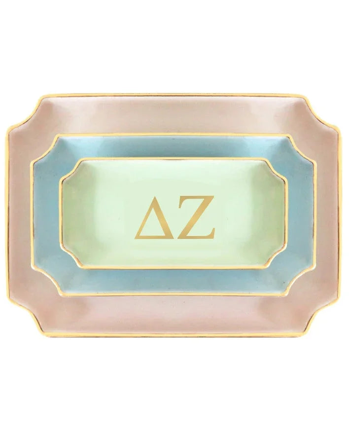 Delta Zeta Gold Monogram Decorative Tray | Sorority Big Little Gifts
