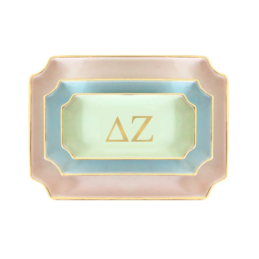 Delta Zeta Gold Monogram Decorative Tray | Sorority Big Little Gifts