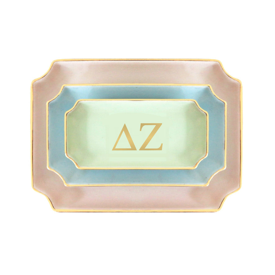 Delta Zeta Gold Monogram Decorative Tray | Sorority Big Little Gifts