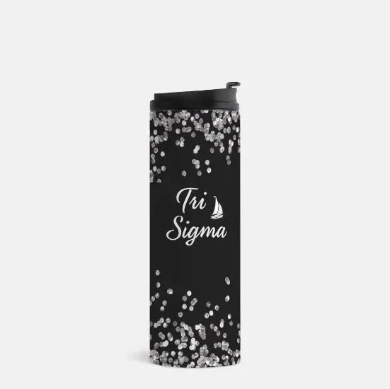 Tri Sigma Thermal Tumbler 16 oz. - Glitter Black Drinkware