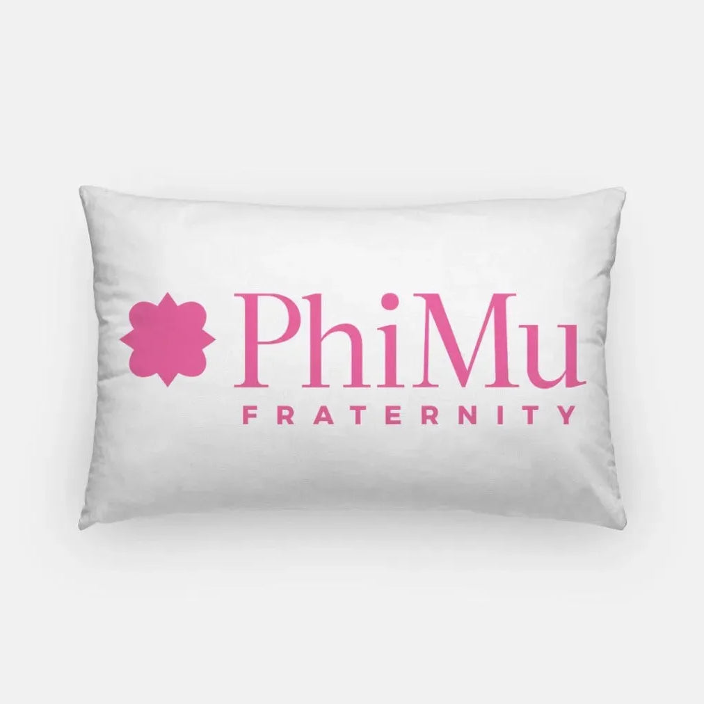 Phi Mu Fraternity Lumbar Pillow Cover White Pink Pillow Covers