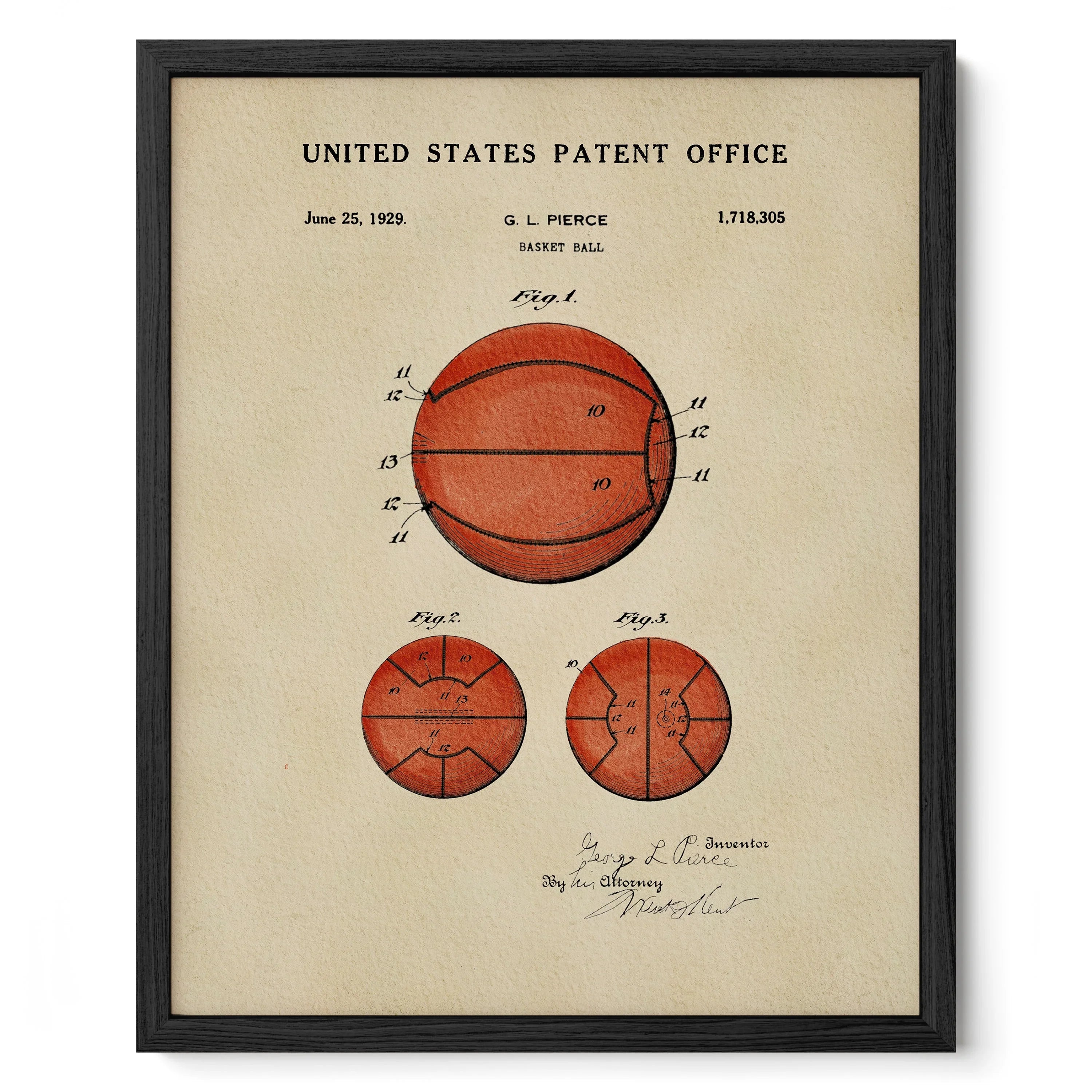 Basketball US Patent Art Print | Sports-Themed Dorm Decor | Campus Greek Fit