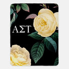 Alpha Sigma Tau XL 60x80 Sherpa Throw Blanket - Yellow Roses Throw Blankets