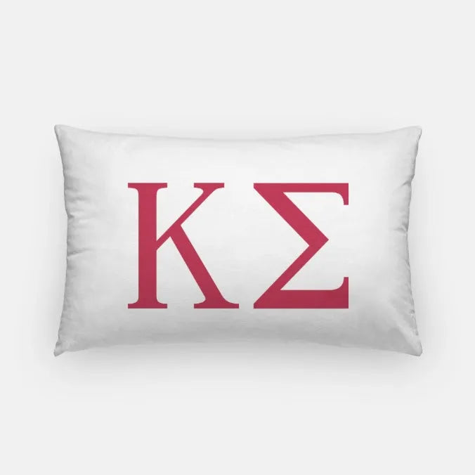 Kappa Sigma Lumbar Pillow Cover - Greek Letters White Red Pillow Covers