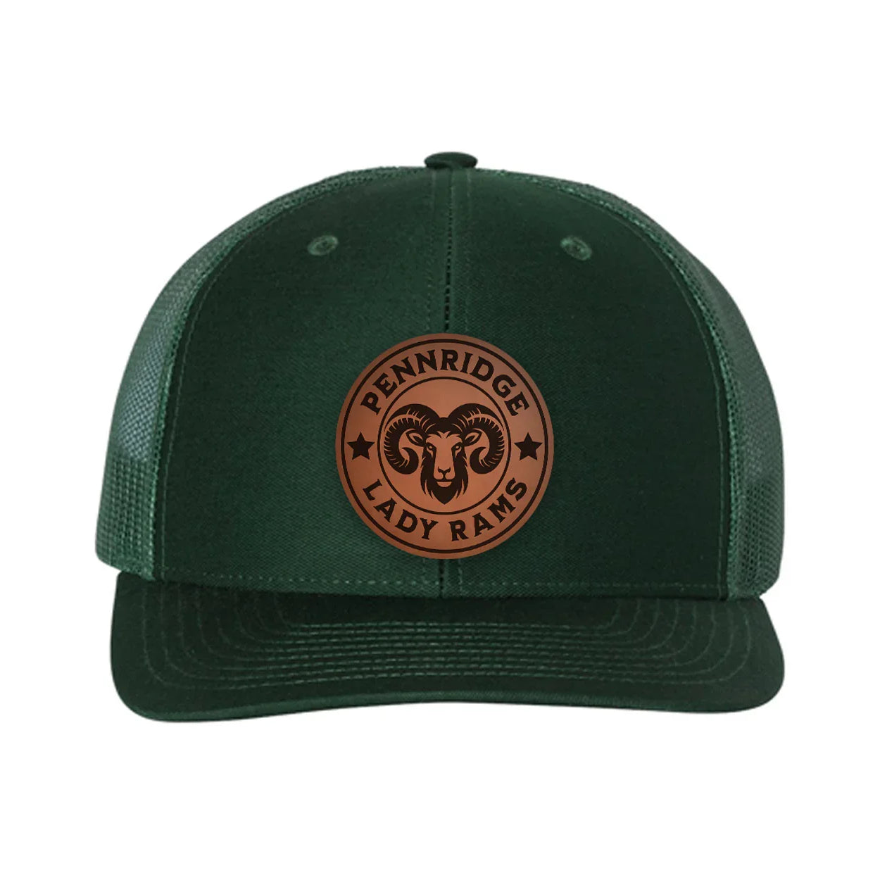 Pennridge Lady Rams Richardson 112 Leatherette Patch Trucker Hat Dark Green Trucker Hat