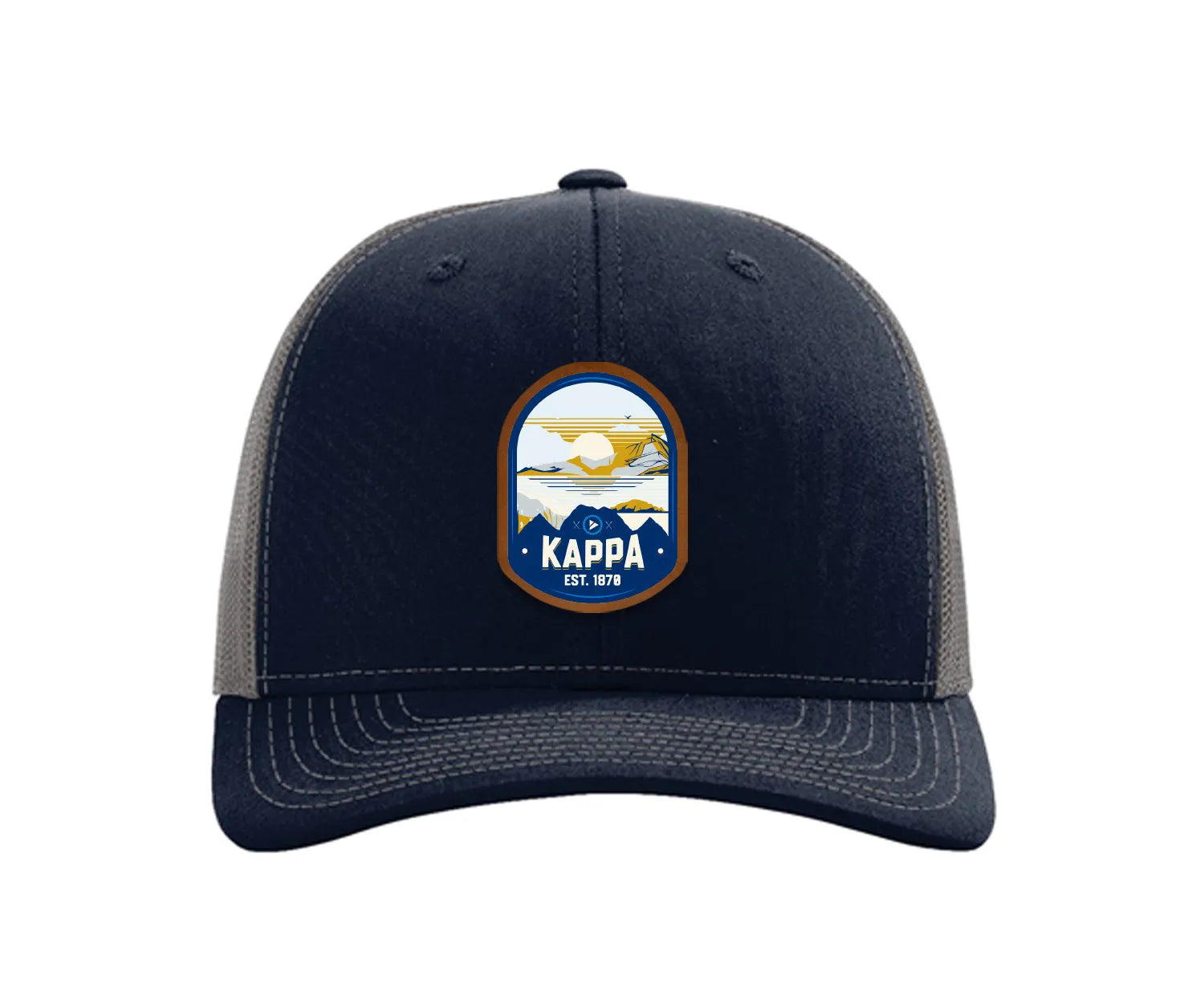 Kappa Kappa Gamma Richardson 112 UV Print Leatherette Patch Trucker Hat - Ventura Navy Charcoal Trucker Hat