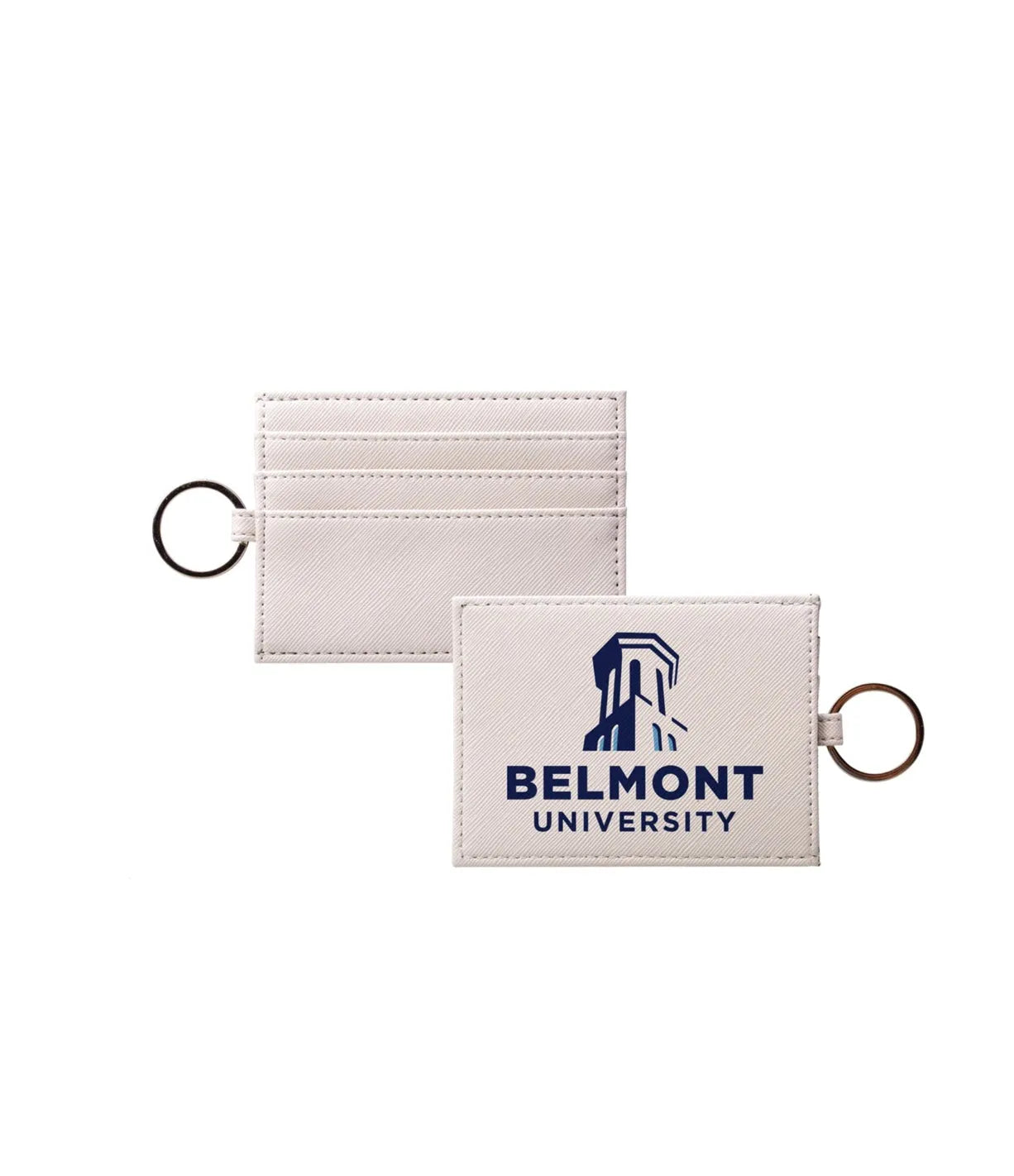 Belmont University Traditional Vegan Saffiano Leather Keychain Card Holder Blue Travel Wallet